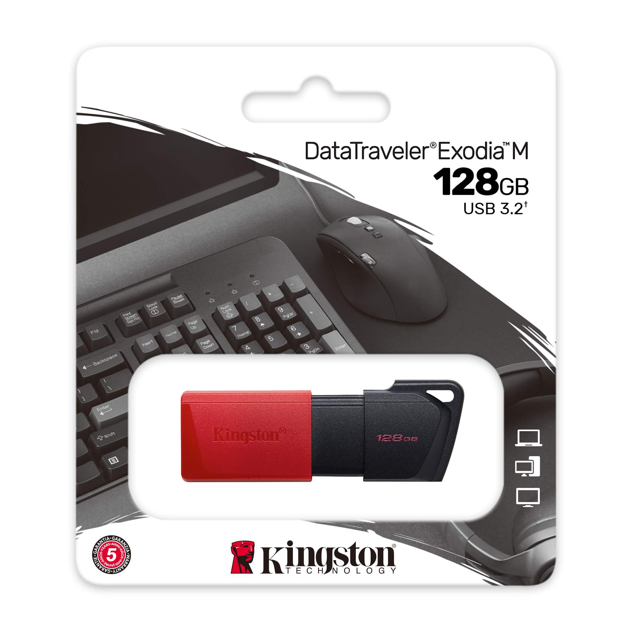 PENDRIVE KINGSTON EXODIA 128GB USB 3.2 RED DTXM/128GB